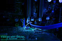 The mad scientist worked through the night trying to hack into the mainframe computer. - While you were sleeping...  Photography by Lon Casler Bixby - Copyright - All Rights Reserved - www.whileyouweresleeping.photography/